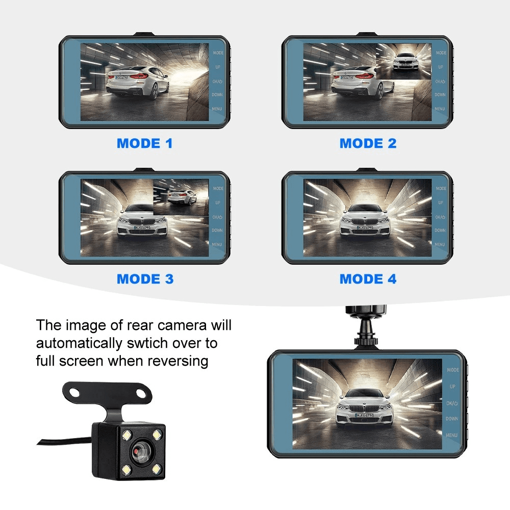 HD 1080P Car Dual Lens Dash Cam 4" DVR Recorder Front & Rear Camera Night Vision - Lifestyle Haven