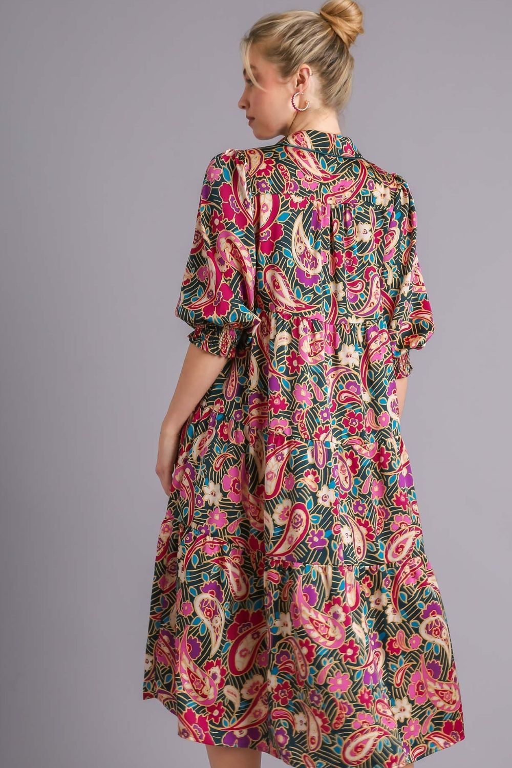 Full Size Printed Satin Midi Dress Plus Size Beautiful Women Dress Unique Design Dress by Stevvex