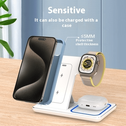 3 In 1 LED Fast Wireless Charger Stand Foldable Charging Station - Lifestyle Haven