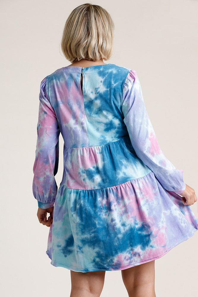 Colorful Full Size Round Neck Long Sleeve Dress Plus Size Boho Chic Beautiful Girls Dress by Stevvex