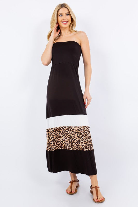 Women Full Size Leopard Print Color Maxi Dress Plus Size Trendy & Modern Long Dress by Stevvex