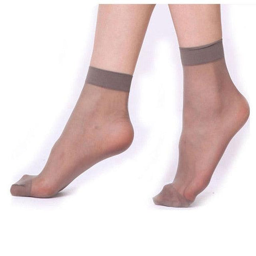 10 Pairs Women's Ankle Socks Ultra-thin Elastic Silky Short Silk Beautiful Girls Socks For Women by Stevvex