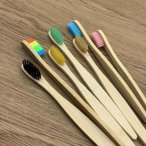 10 Pcs Natural Colorful Toothbrush Eco Friendly Soft Bamboo Toothbrush Bamboo Tooth Dental Oral Care Wood Tooth Brushes by Stevvex