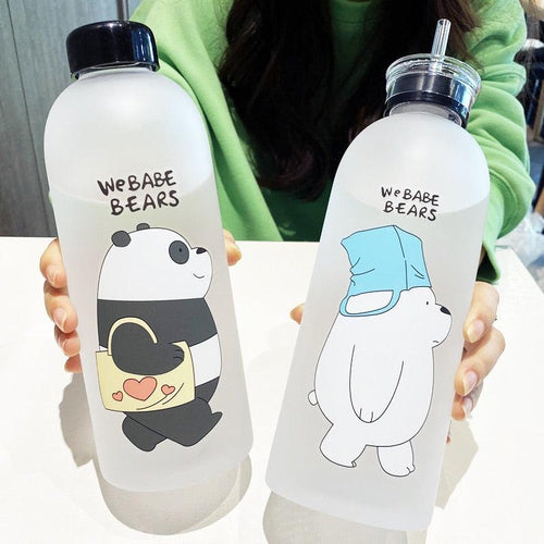 1000ml Water Bottles Cute Panda Bear Cup With Straw Transparent Cartoon Water Bottle Drinkware Frosted Cup Leak-proof Plastic Straw Cartoon Frosted Leak Proof Panda Bear Pattern Transparent Water Cup Sports Drink Water Bottle by Stevvex