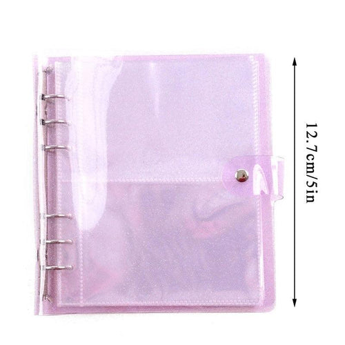 100/200 Pockets Photo Album 3/5 inches Mini Picture Case Name Card Storage Collect Book Photocard Shiny Clear 6-Ring Binder Cover Refillable Notebook Photo Album by Stevvex