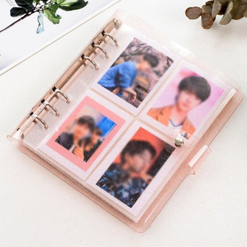100/200 Pockets Photo Album 3/5 inches Mini Picture Case Name Card Storage Collect Book Photocard Shiny Clear 6-Ring Binder Cover Refillable Notebook Photo Album by Stevvex