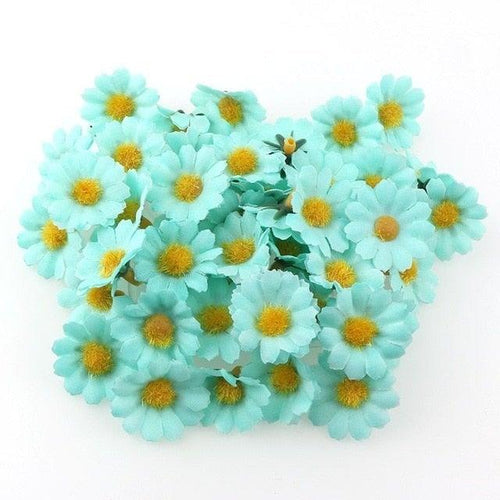 100PC/lot 2.5cm Mini Daisy Decorative Flower Artificial Silk Flowers Party Wedding Decoration Home Decor (without stem) Decoration Flowers Wall Heads for Home Wedding Decoration Wreath Accessories Craft Fake Flower by Stevvex