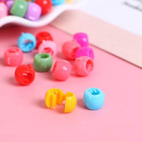 100Pcs Cute Candy Colors Plastic Hairpins Mini Hair Claw Clips Hair Braids Maker Beads Headwear Gorgeous Hair Accessories For Women by Stevvex