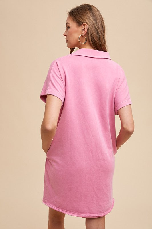 Simple Classic Pink Short Sleeve Dress Comfortable Women Dress Minimalist Casual Design by Stevvex