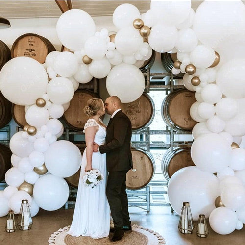104pcs Giant White And Gold Wedding Birthday Bachelorette Engagements Anniversary Party Balloon For Decoration Balloon Arch Kit for Baby Shower Bridal Shower Birthday Party Decorations by Stevvex