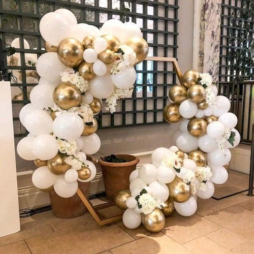 104pcs Giant White And Gold Wedding Birthday Bachelorette Engagements Anniversary Party Balloon For Decoration Balloon Arch Kit for Baby Shower Bridal Shower Birthday Party Decorations by Stevvex