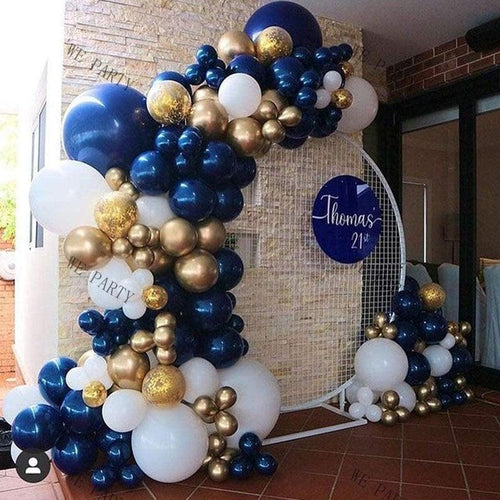 104pcs Navy Blue And Gold White Balloon Garland Arch Kit For Wedding Birthday Party Baby Shower Girl Bridal Shower Birthday Party Decorations by Stevvex