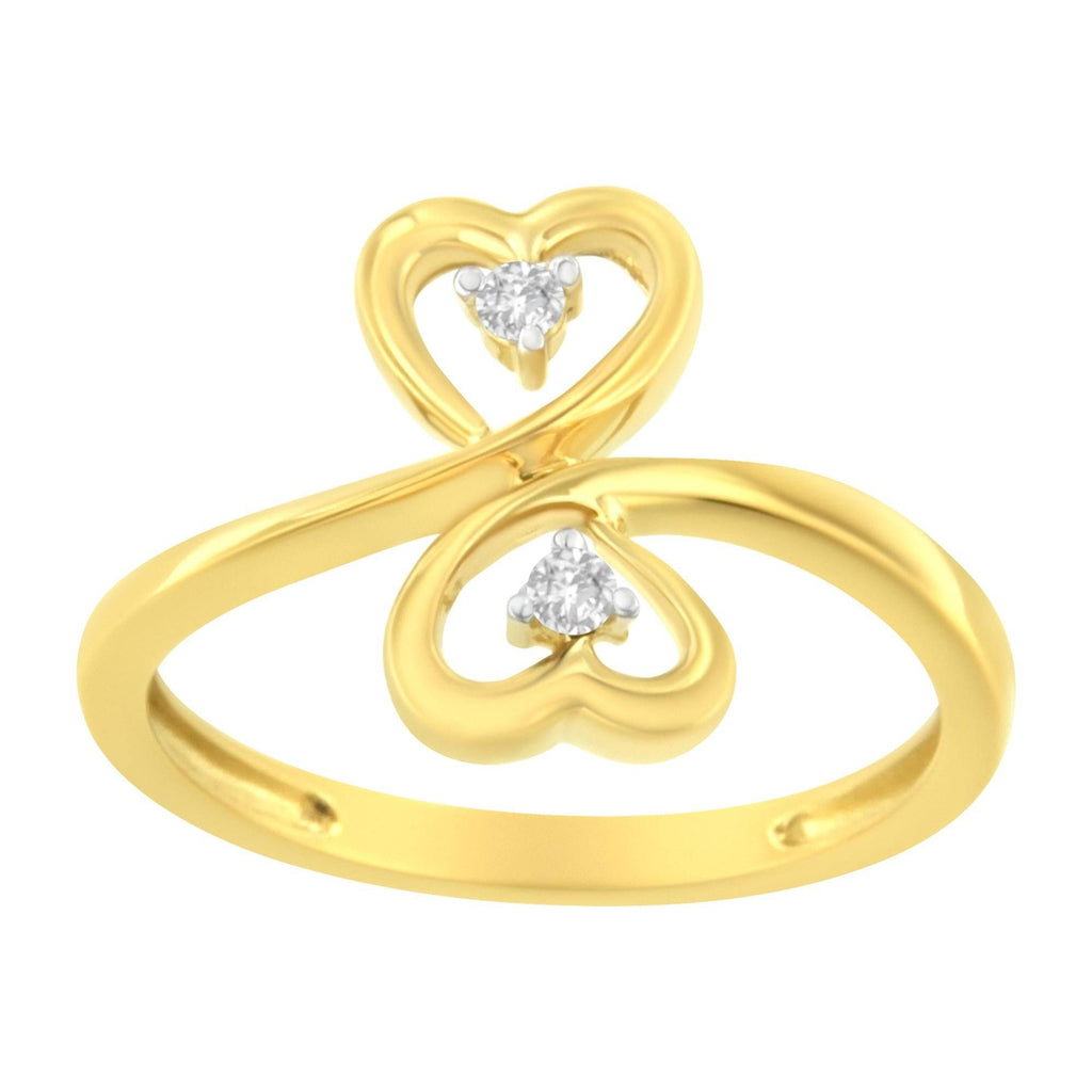 14KT Yellow Gold Dual Heart Diamond Ring for Love