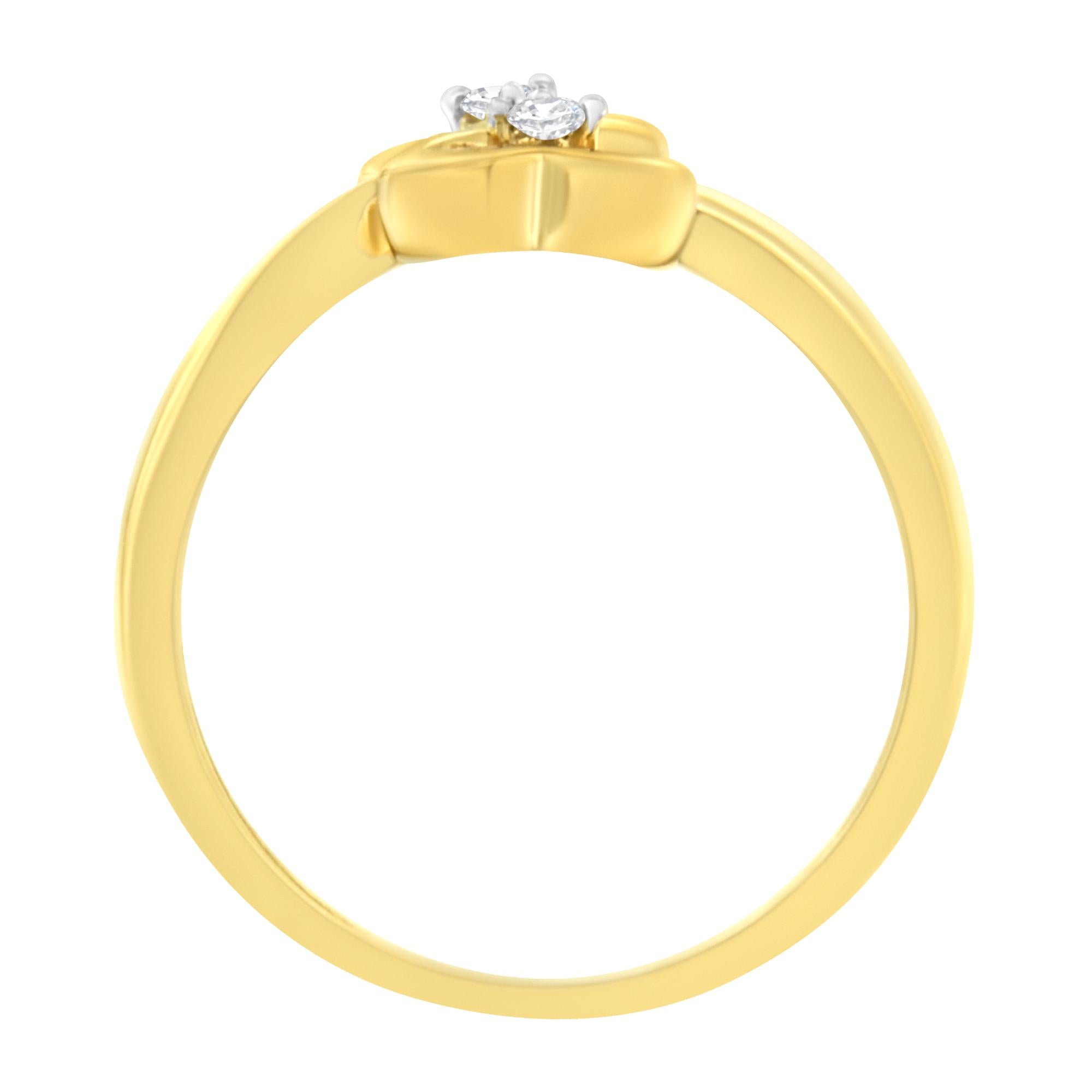14KT Yellow Gold Dual Heart Diamond Ring for Love