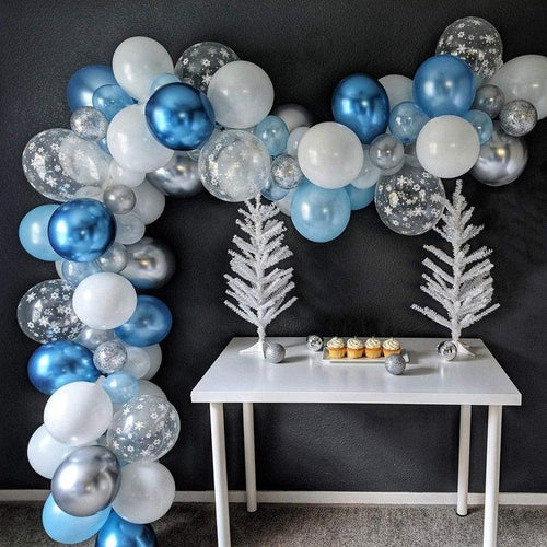 106pcs Blue Snowflake Birthday Balloon Party Ice Snow Decoration Baby Balloon Winter Christmas New Year Balloons Wedding and Birthday Party by Stevvex