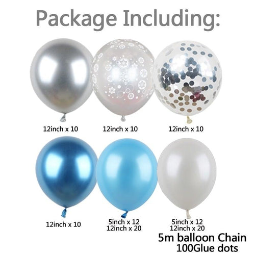 106pcs Blue Snowflake Birthday Balloon Party Ice Snow Decoration Baby Balloon Winter Christmas New Year Balloons Wedding and Birthday Party by Stevvex