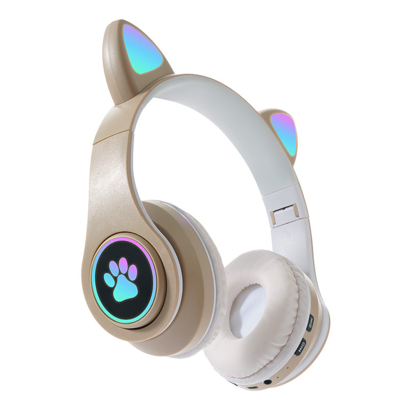 Interesting New Kids Headphones Wireless Bluetooth In Cat Ears Headphones Style With Noise Reduction Live Breathing Lights Glare and LED Lights