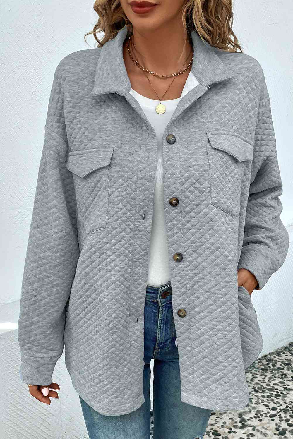 Comfortable Button-Down Collared Jacket Classic Lightweight Classic Design With Pockets by Stevvex