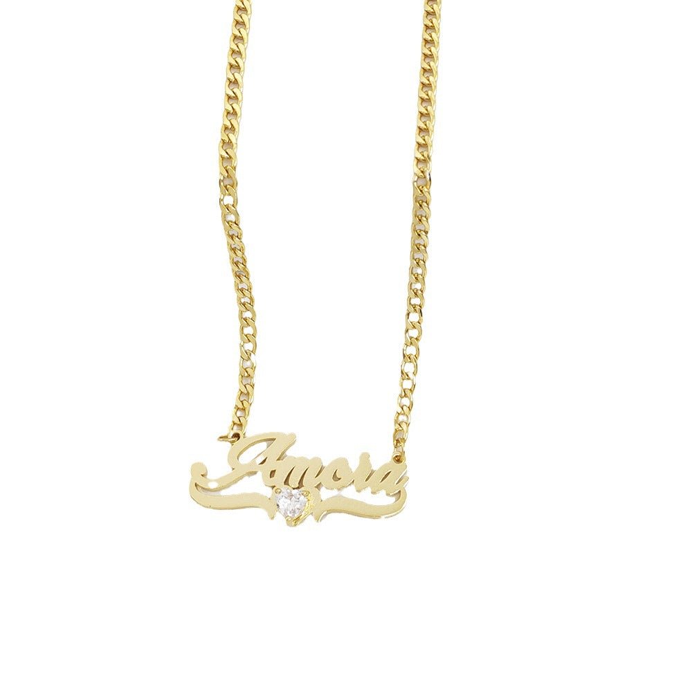Personalized DIY Name Necklace with Heart Birthstone - Lifestyle Haven