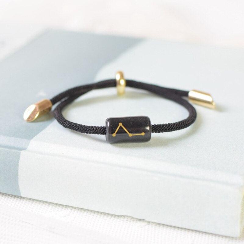 12 Zodiac Bracelet Charm Jewelry Adjustable Braided Rope Couple Bracelets Handmade Navy String Bracelet With Metal Knot Men Women Braided Bracelets Gifts