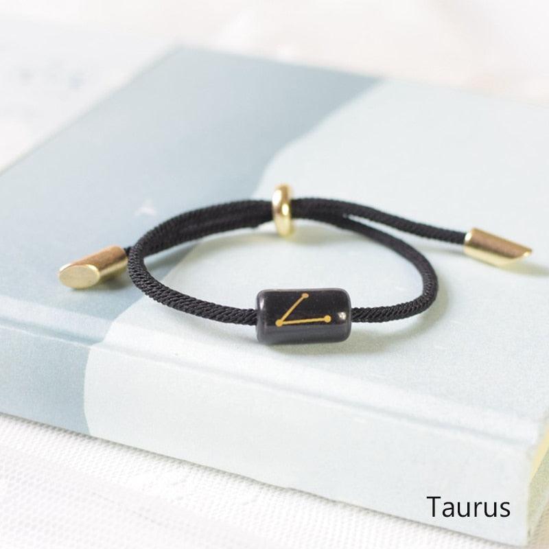 12 Zodiac Bracelet Charm Jewelry Adjustable Braided Rope Couple Bracelets Handmade Navy String Bracelet With Metal Knot Men Women Braided Bracelets Gifts
