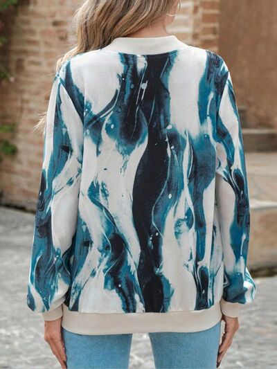 Lightweight Printed Zip-Up Jacket with Baseball Collar and Casual Fit by Stevvex
