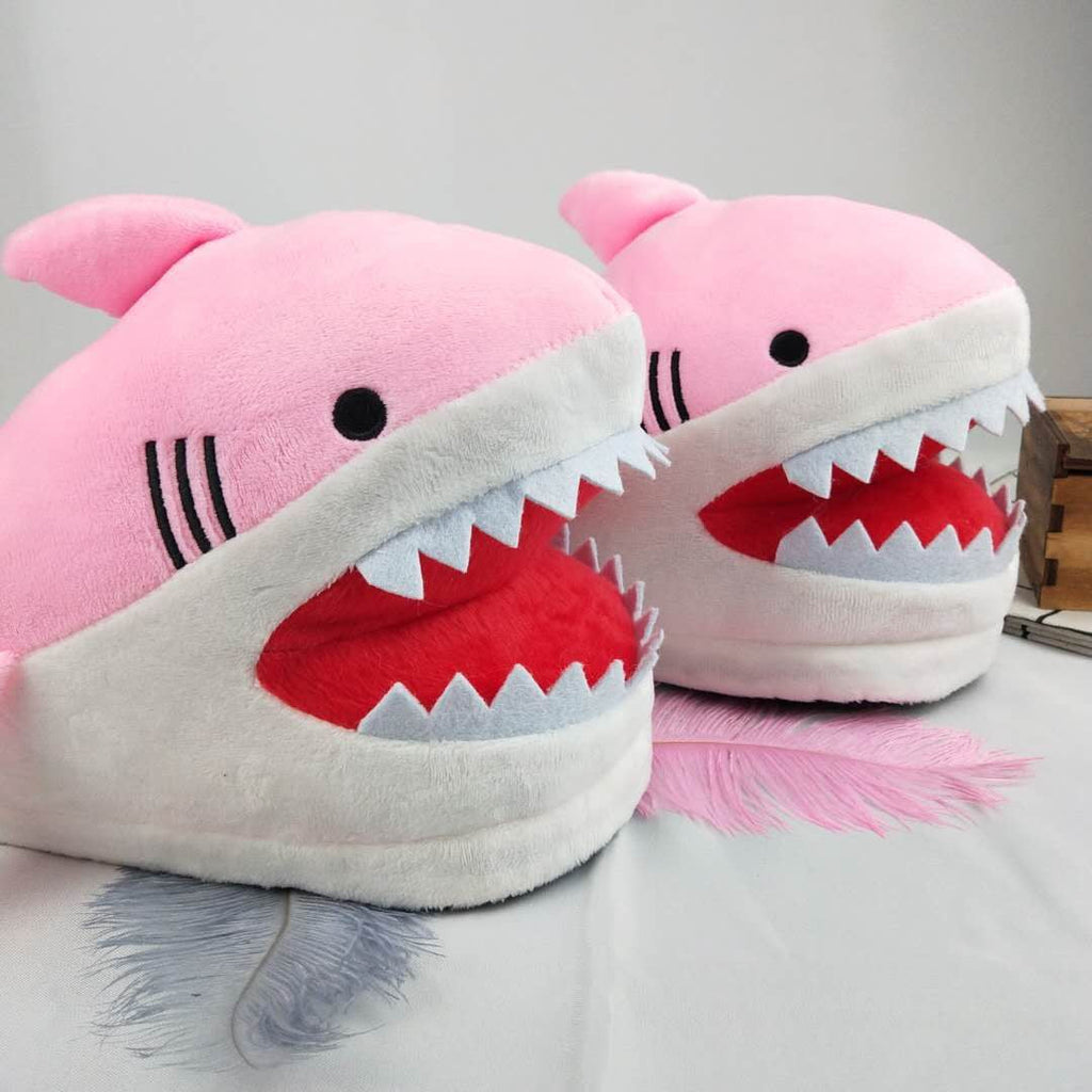 Warm Shark Womens Home Slippers Fashion Plush Winter Funny Elegant Women Slippers Cute Cartoon Shark Indoor Warm Home Cotton Slippers