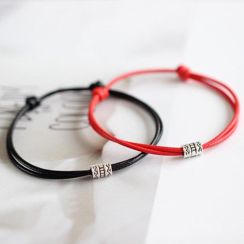 1/2pcs Adjustable Black Red Leather Rope Bracelet Couple Jewelry Handmade Braided Charm Bracelet Adjustable Rope Bracelets Jewelry Gift Bracelets For Men Women Mutual Attraction Handmade Rope For Women Men by Stevvex