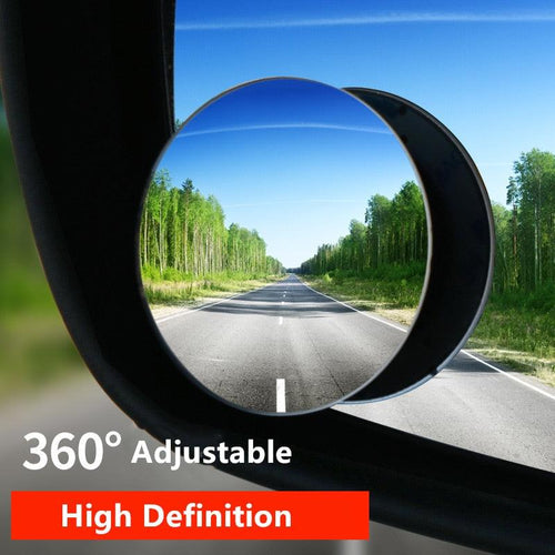 1/2PCS HD 360 Degree Wide Angle Adjustable Car Rear View Convex Mirror Auto Rearview Back Mirror Vehicle Blind Spot Rimless Automotive Blind Spot Mirrors Small Round Convex Adjustable 360°Rotate Wide Angle Car Rear View Side Mirror Wide Angle Mirror by Stevvex