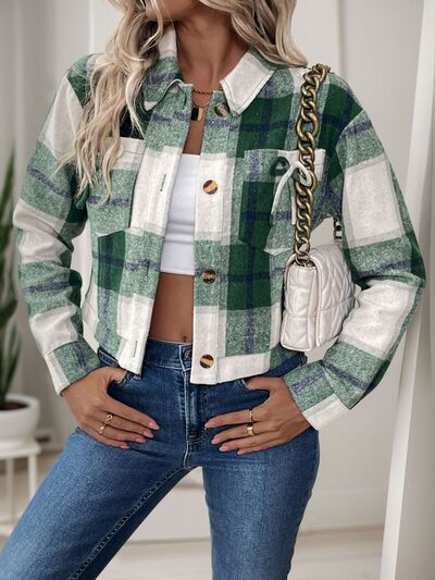 Dark Green Button-Up Jacket Trendy & Chic Outerwear with Bow & Pockets Cute Elegant Girls Jacket by Stevvex