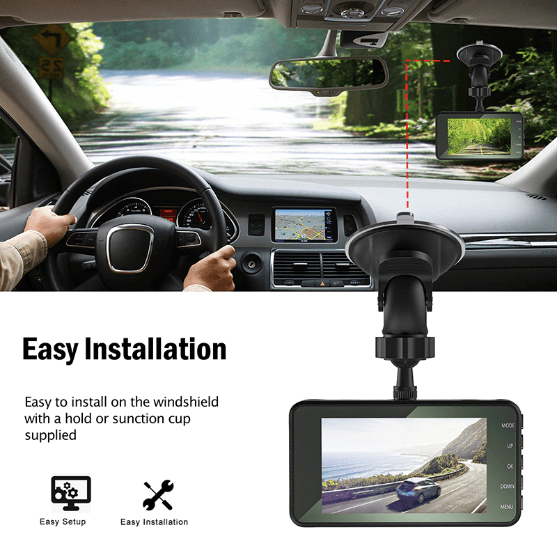 HD 1080P Car Dual Lens Dash Cam 4" DVR Recorder Front & Rear Camera Night Vision - Lifestyle Haven