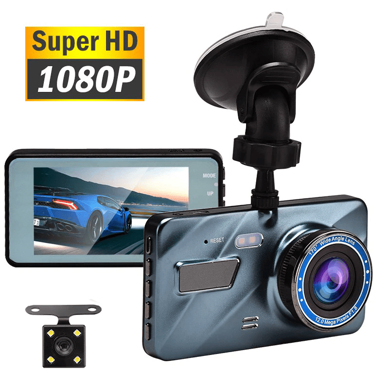 HD 1080P Car Dual Lens Dash Cam 4" DVR Recorder Front & Rear Camera Night Vision - Lifestyle Haven