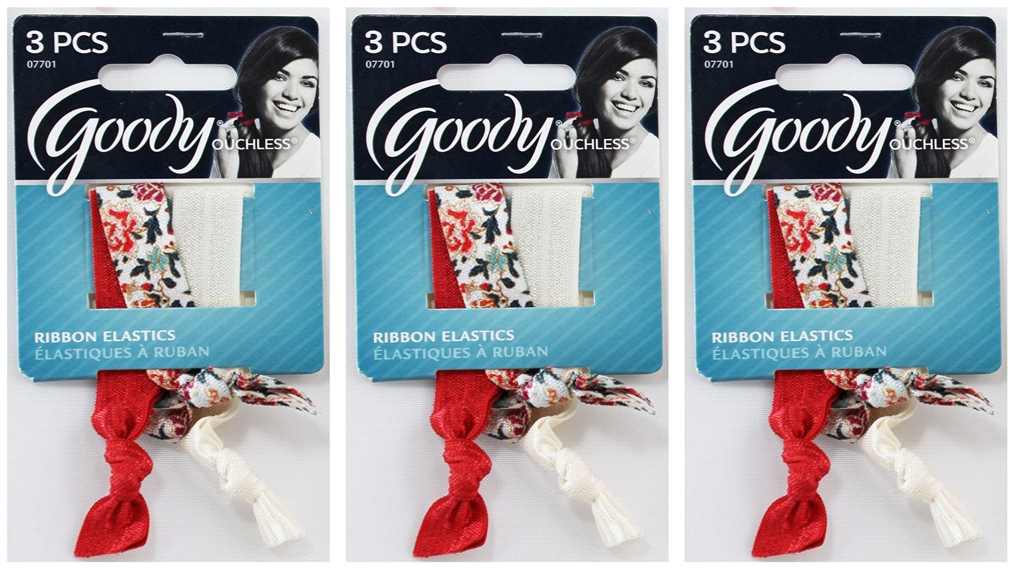 Goody WoMens Ouchless Ribbon Elastics Vintage Floral White 3 Count - Lifestyle Haven