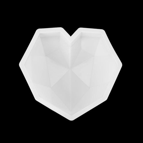 1/8 Cavity 3D Diamond Love Heart Shape Mold Silicone Chocolate Cookie Muffin Baking Tool Sponge Mousse Dessert Cake Decorating Diamond Heart Love Shape Silicone Mousse Cake Dessert Chocolate Molds Tray White Red by Stevvex