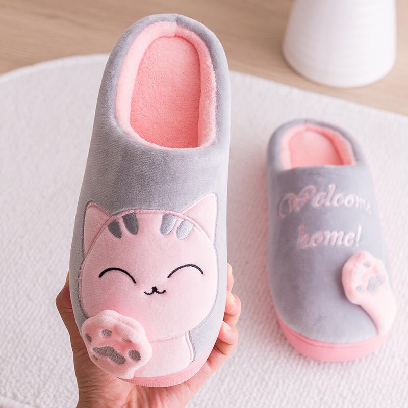 Cute Cat Shoes Soft Winter Women Winter Home Slippers Animal Slip On Soft Warm House Shoes Men Couple Indoor Bedroom Footwear Soft Cozy Home Slippers For Women Slip On Comfy Women's Washable Cotton Bedroom Slippers