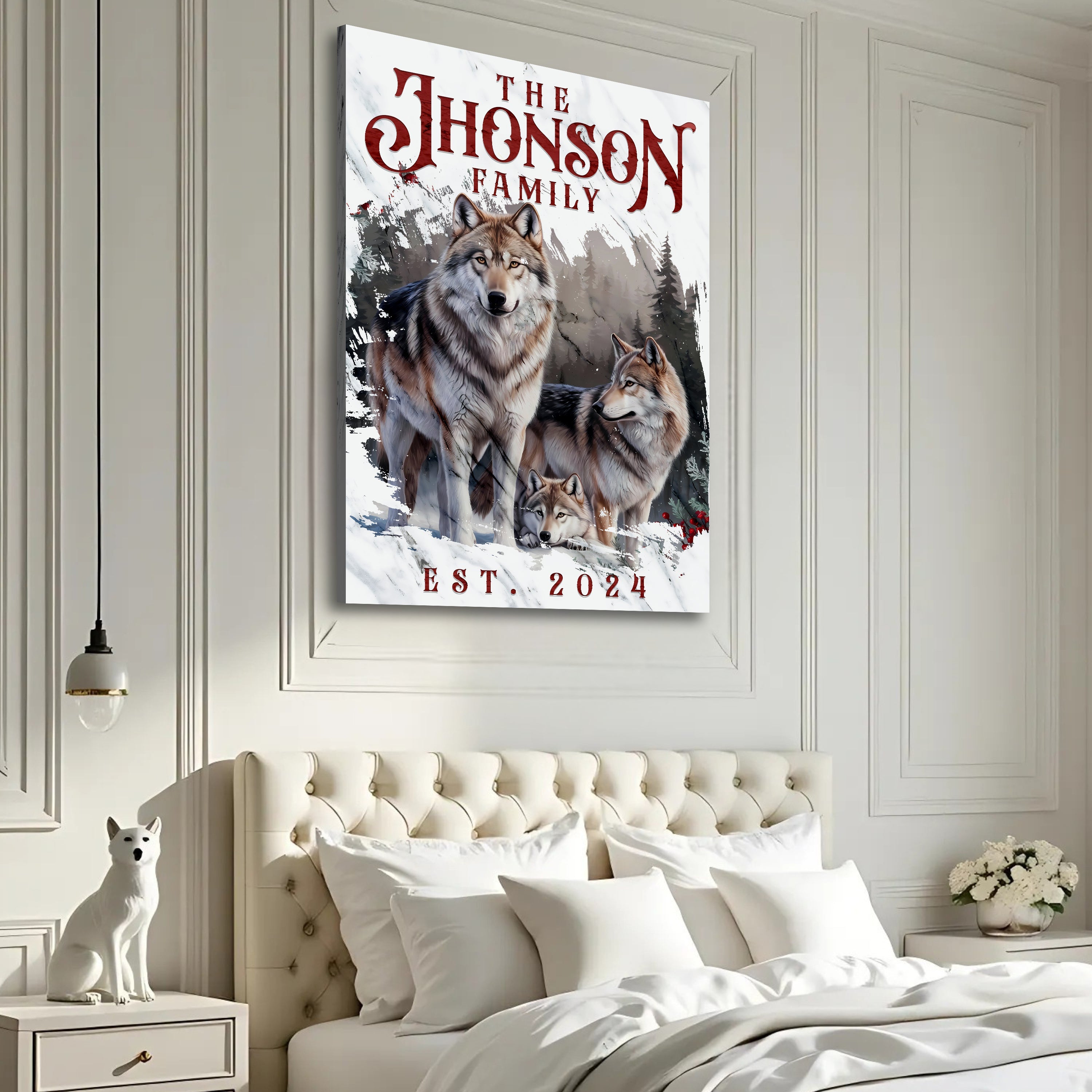 Personalized Wolf Family Wall Art