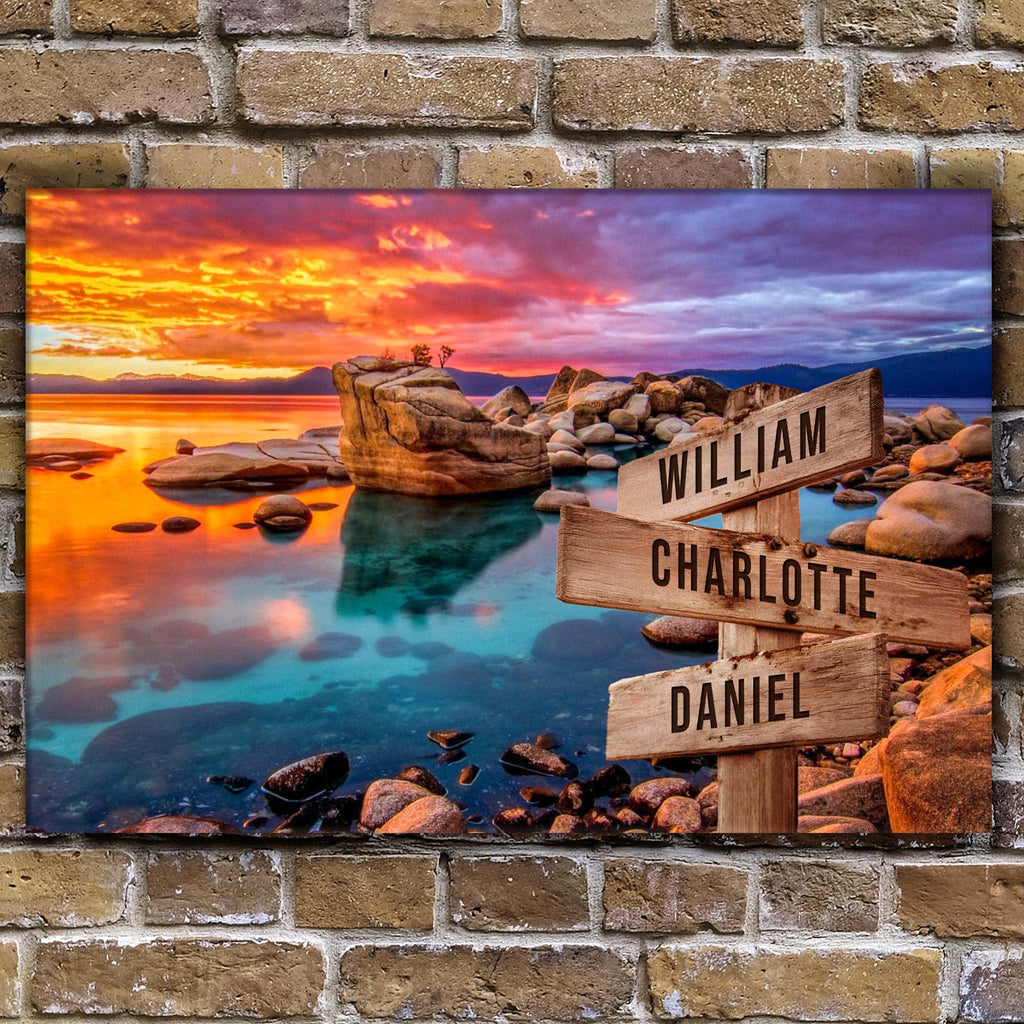 Sunset Beach Skies Family Names Sign
