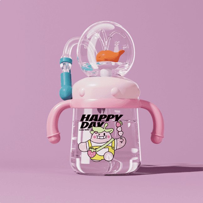 Children's Whale Cartoon Diving Fountain Water Bottle - Tritan Leakproof Sippy Cup (Various Sizes & Colors) - Lifestyle Haven