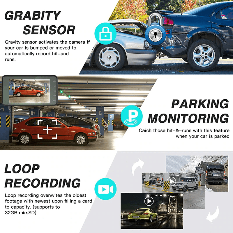 HD 1080P Car Dual Lens Dash Cam 4" DVR Recorder Front & Rear Camera Night Vision - Lifestyle Haven