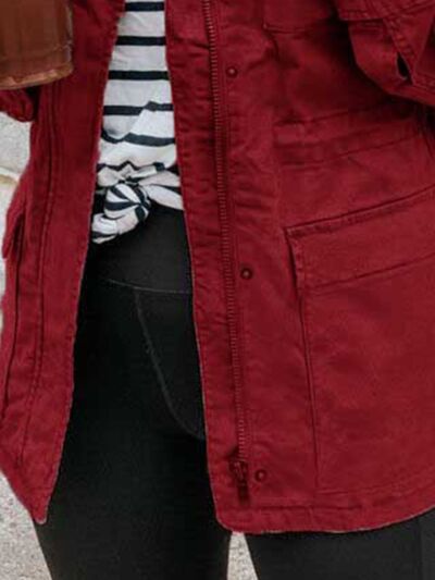 Retro Pocketed Long Sleeve Zip-Up Jacket Lightweight & Stylish Outerwear for Everyday Wear by Stevvex