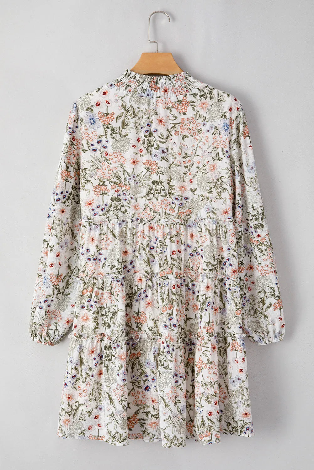 Floral Printed Mock Neck Long Sleeve Mini Dress Stylish Charming Printed Dress For Women by Stevvex