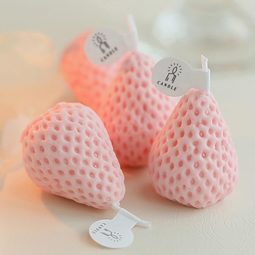 1PC/4PCS Strawberry Decorative Aromatic Candles Strawberry Shaped Scented Candle Mini Soy Wax Candle Small Scented Candle Wax Decorative Candle for Bedroom Bathroom Decoration Parties Soy Wax Scented Candle For Birthday Wedding Candle