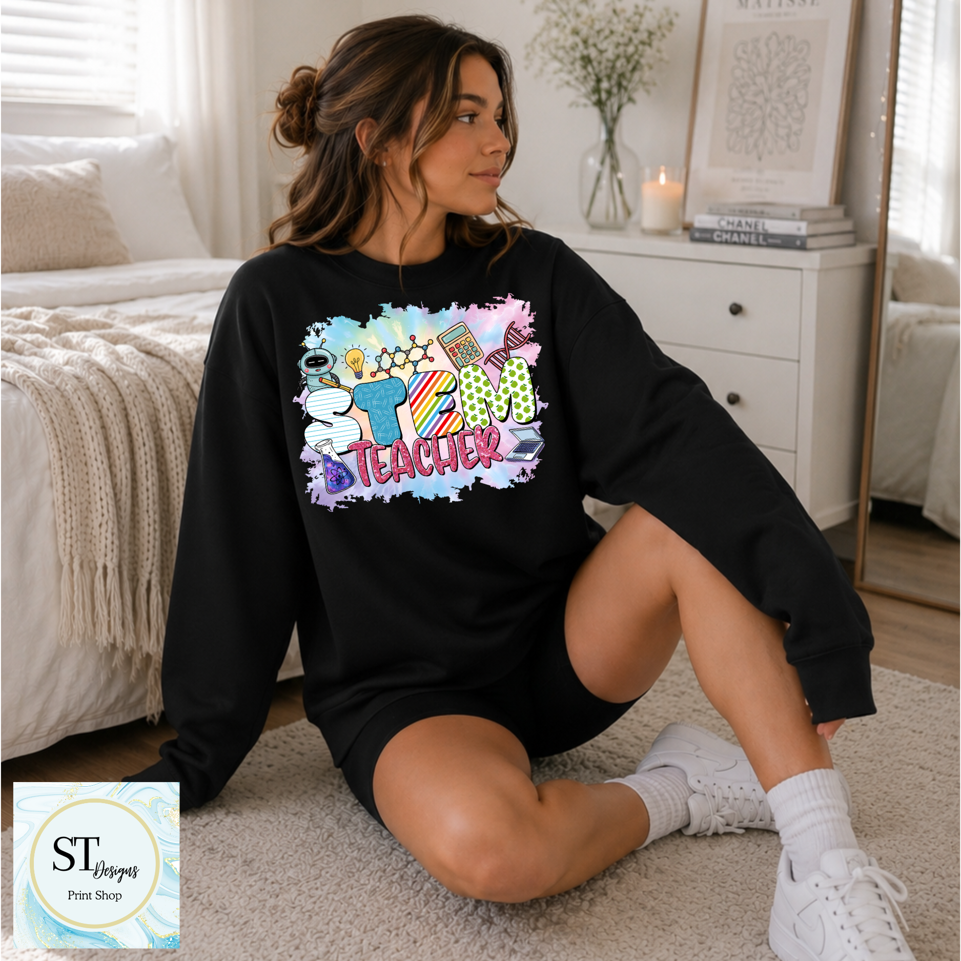 Stem Teacher Graphic Crewneck Sweatshirt | Science, Technology, Engineering & Math Teacher Sweatshirt | Unisex S 5xl