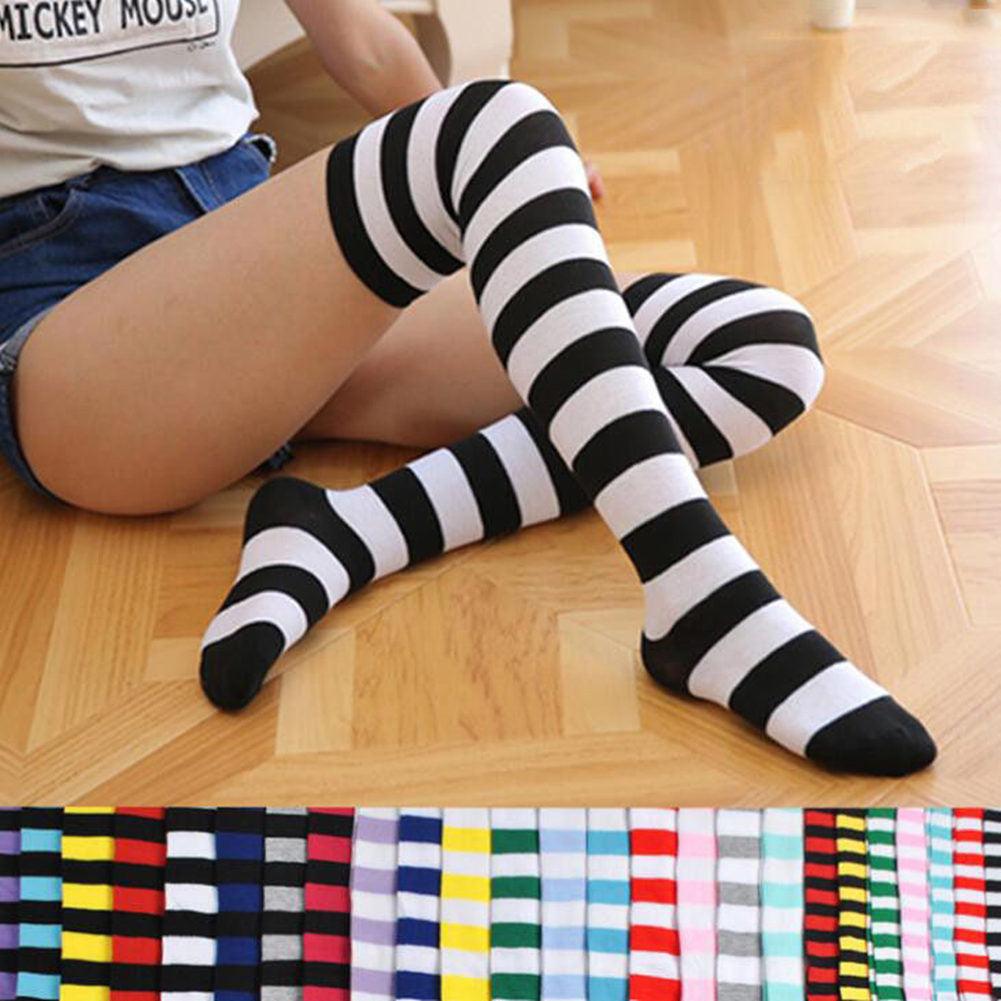 22 Colors Sweet Cute Girls Over Knee Long Printed Thigh High Cotton Socks Plus Size Over knee Socks for Women