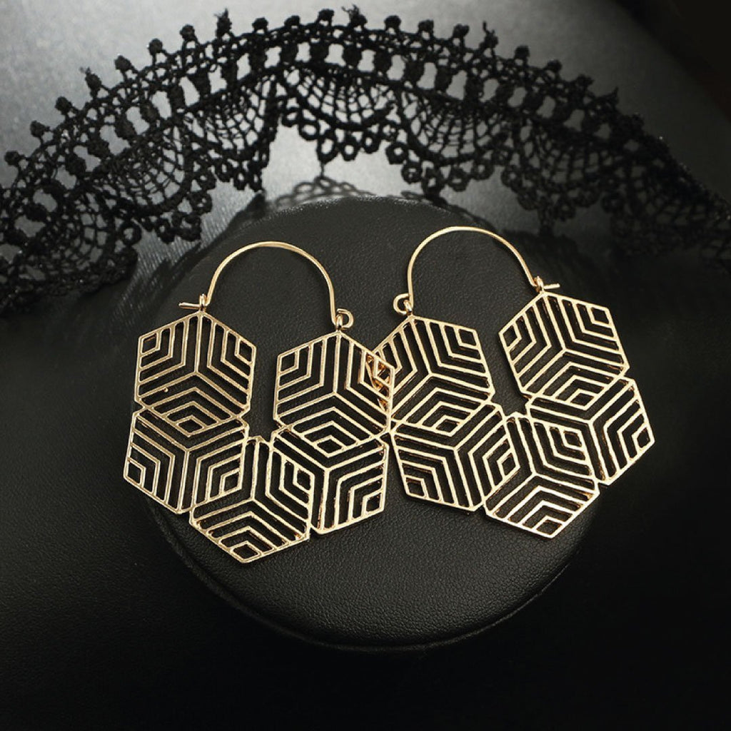 Hex -Gold Earrings by Lifestyle Haven