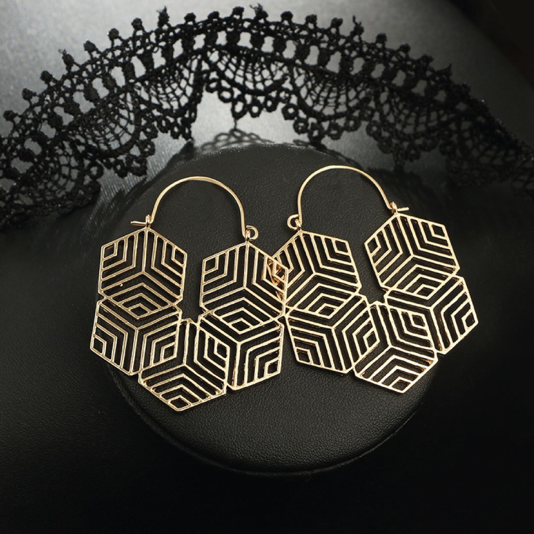 Hex -Gold Earrings by Lifestyle Haven