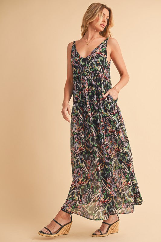 Printed V-Neck Frill Tiered Cami Comfortable Dress For Women – Playful, Feminine & Fun for Summer Days by Stevvex