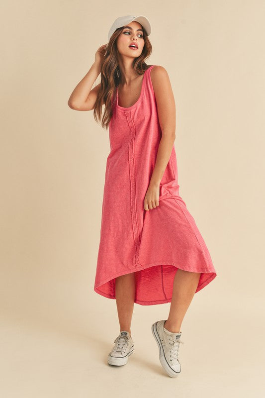 High-Low Hem Scoop Neck Midi Tank Dress For Women – Trendy, Versatile & Comfortable for Any Occasion by Stevvex