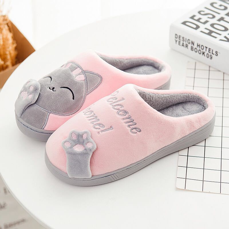 Cute Cat Shoes Soft Winter Women Winter Home Slippers Animal Slip On Soft Warm House Shoes Men Couple Indoor Bedroom Footwear Soft Cozy Home Slippers For Women Slip On Comfy Women's Washable Cotton Bedroom Slippers
