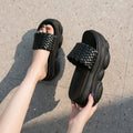High Slippers Women Open Toe Sandals Summer Soft Slipper Indoor Outdoor Beach Shoes Comfort Platform Sandals Open Toe Leather Slippers Lightweight Flip Flops Shoes For Summer